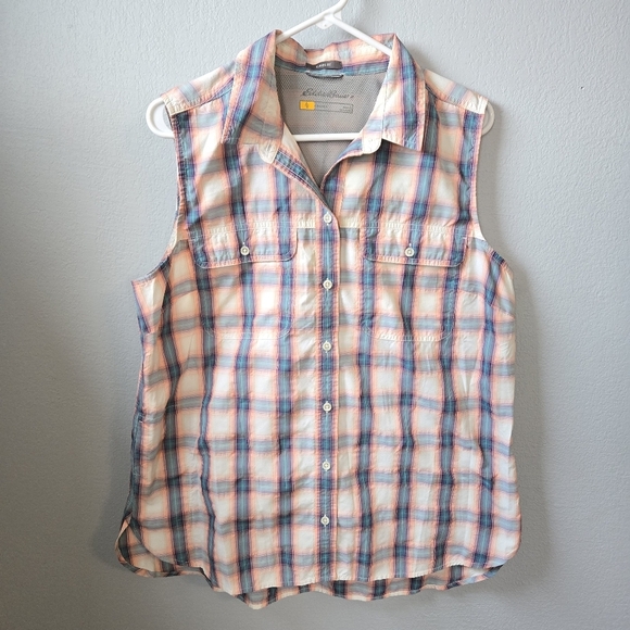 Eddie Bauer Large Plaid Travex Classic Fit Mountain Tank Outdoor Shirt - Picture 1 of 4